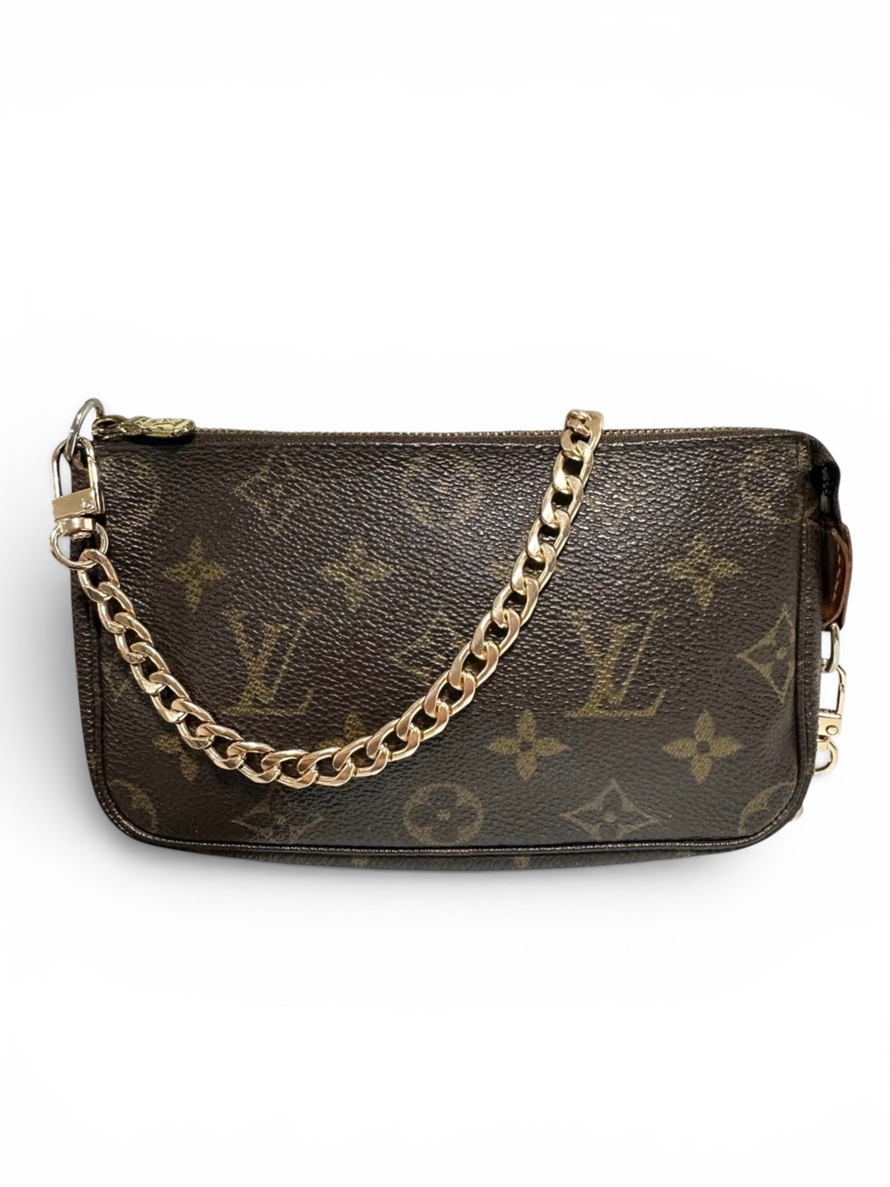 Louis Vuitton Monogram & Vachetta Pochette Mini Bag on Chain